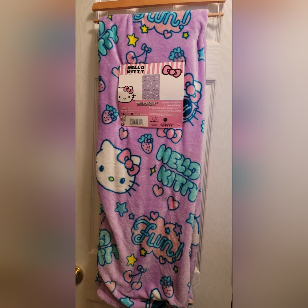 Hello Kitty Stormy Pink Purple 50X70” Throw Blanket New Release,Stars, Cherries